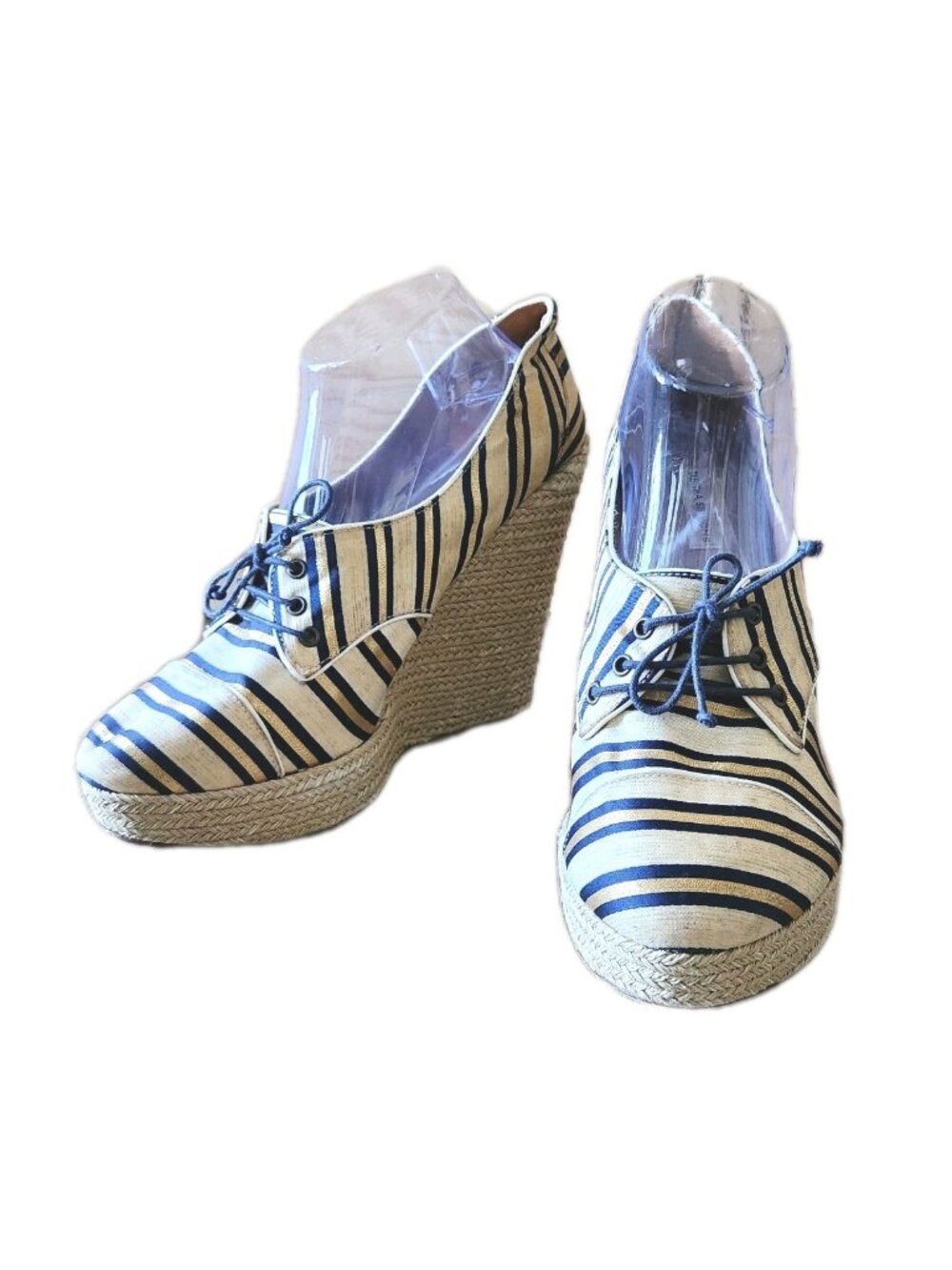 Tabitha Simmons Striped Espadrille Wedge Shoes US 9.5 EU 41 Made in Italy